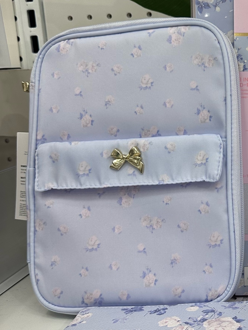LoveShackFancy Everblooming Rosettes Blue Floral Brush/Tech Organizer Pouch - Picture 3 of 14